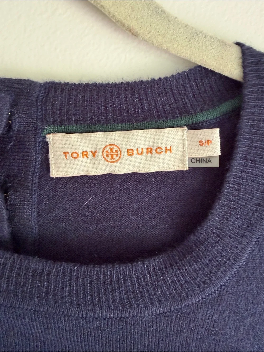 Tory Burch 100% Cashmere Navy Blue Crew Neck Long Sleeve Sweater Size S